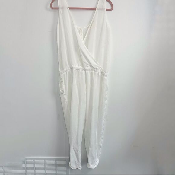 Anthropologie Cloth & Stone White Tencel Open Back Jumpsuit Sz Large - Picture 6 of 14